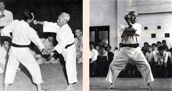 Sensei Gichin Funakoshi performed karate - karateschool ki club.cool voor traditioneel Shotokan karate-do te Amsterdam en Monnickendam